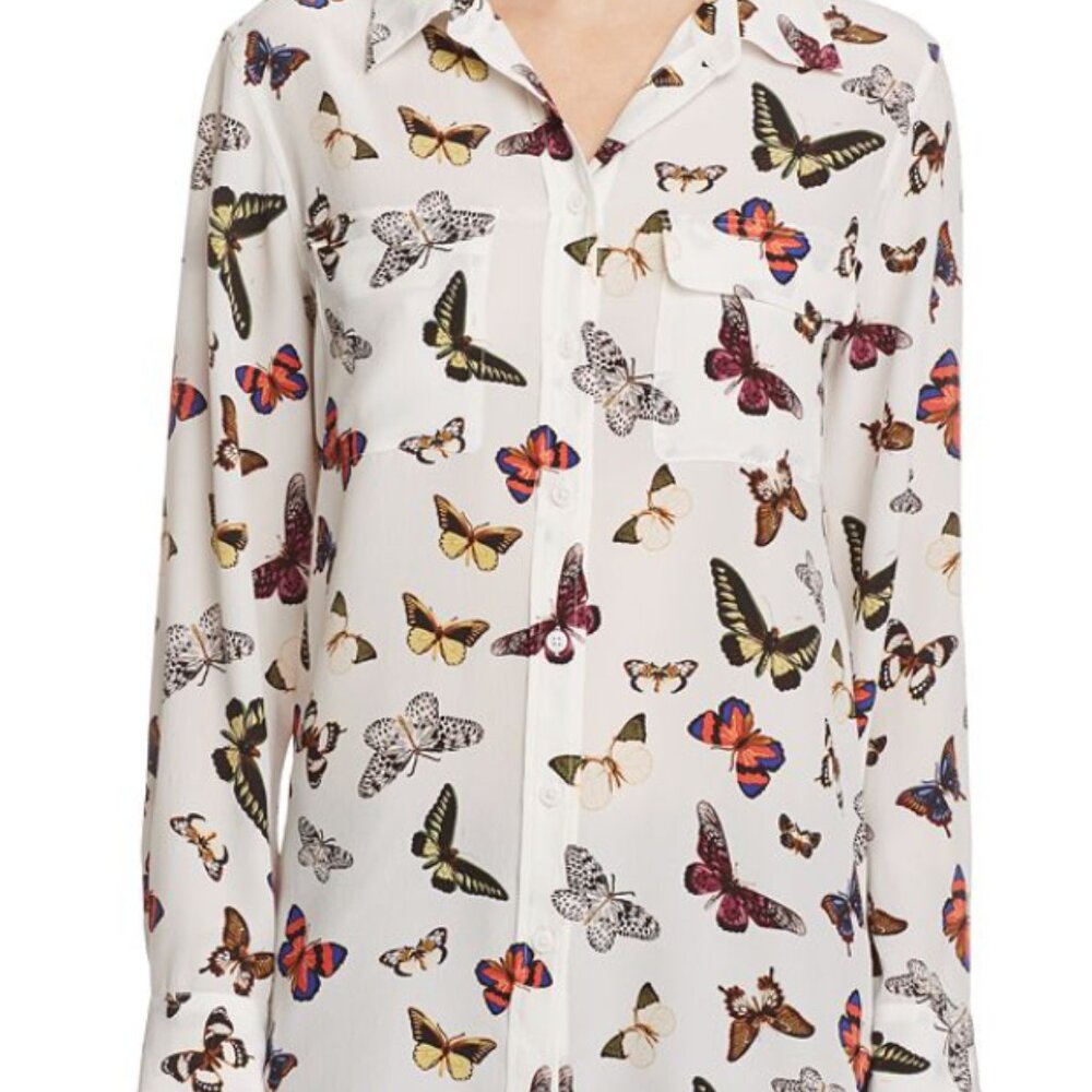 Equipment Essential Butterfly Print Silk Shirt